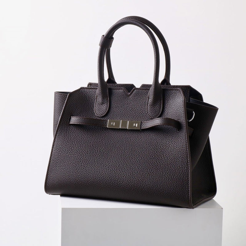 Natalie | Taupe Leather Satchel Bag – Elegant & Timeless