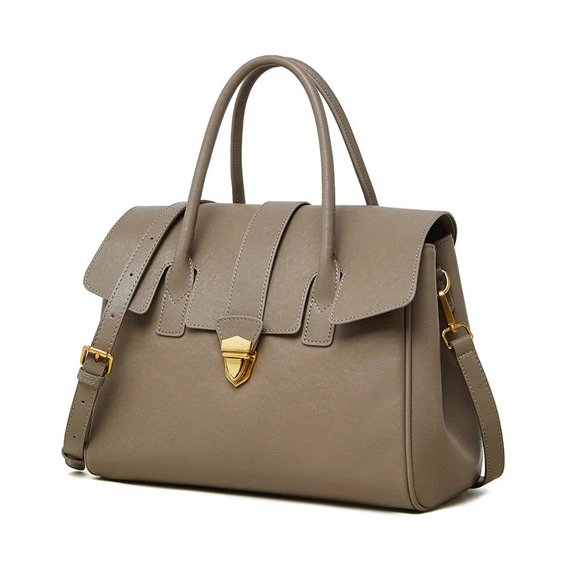 Structured Leather Tote – Elegant Top Handle Work Bag
