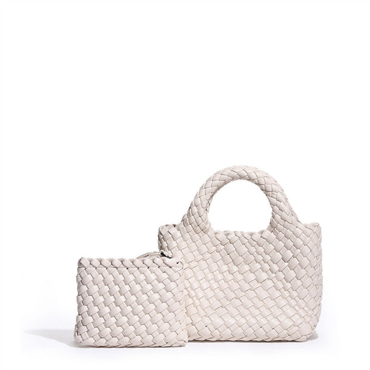 Alethea | White Woven Leather Handbag – Effortless Chic & Sophistication