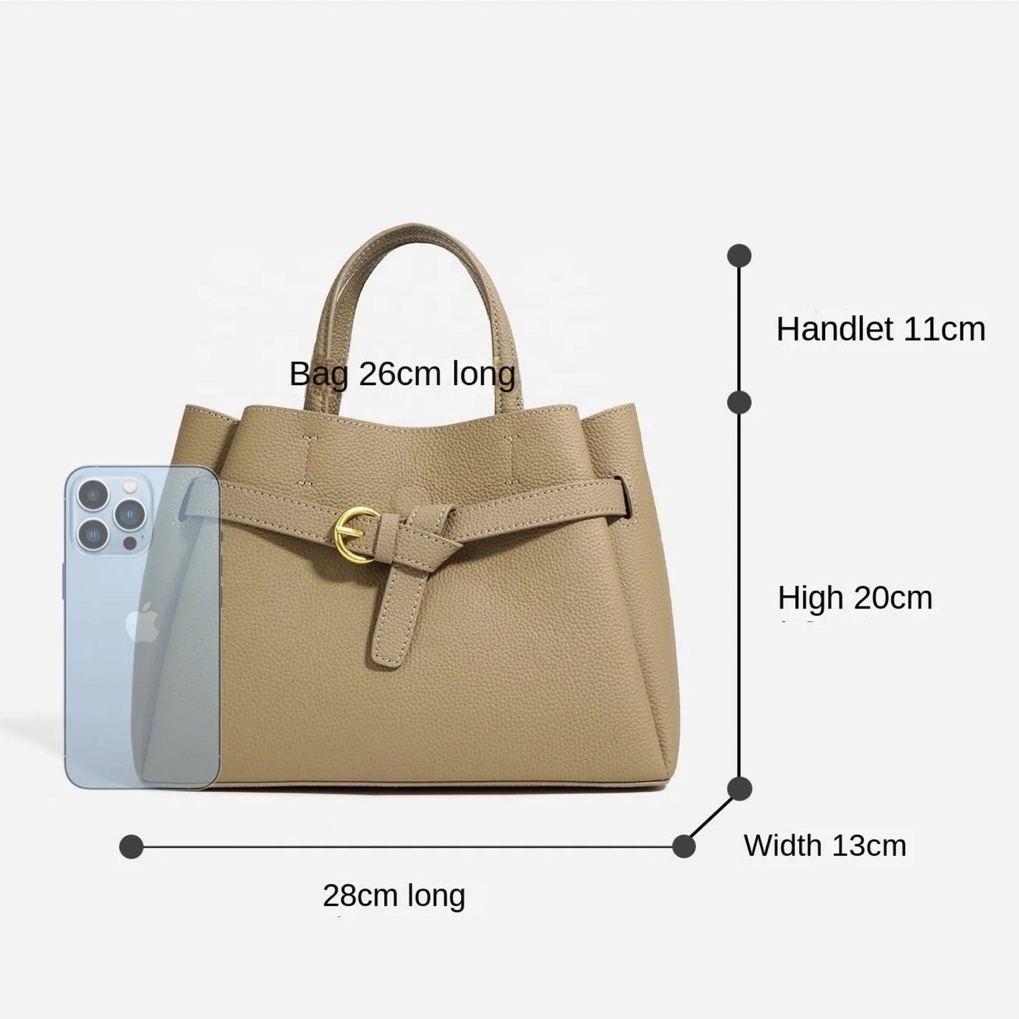 Elena | Elegant Structured Satchel Bag with Buckle Detail