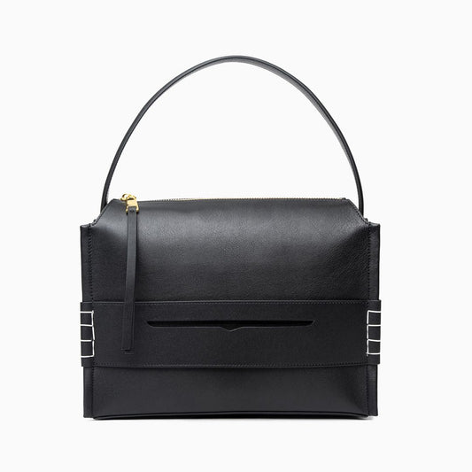 Sabine Structured Black Leather Shoulder Bag for Women – Elegant Work & Daily Tote