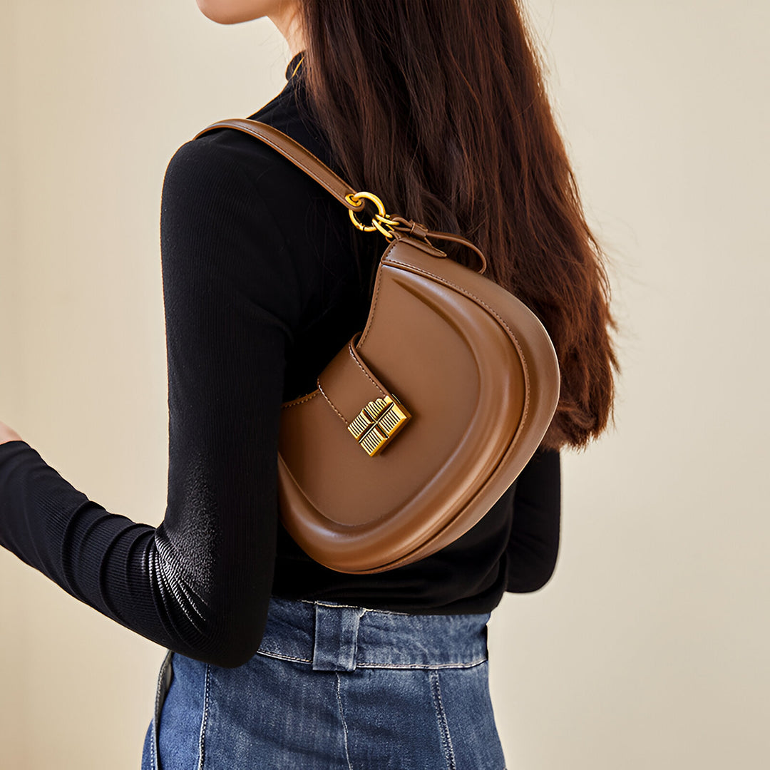 Sandra vegan Leather Brown Shoulder Bag – Designer Crossbody Handbag for Women