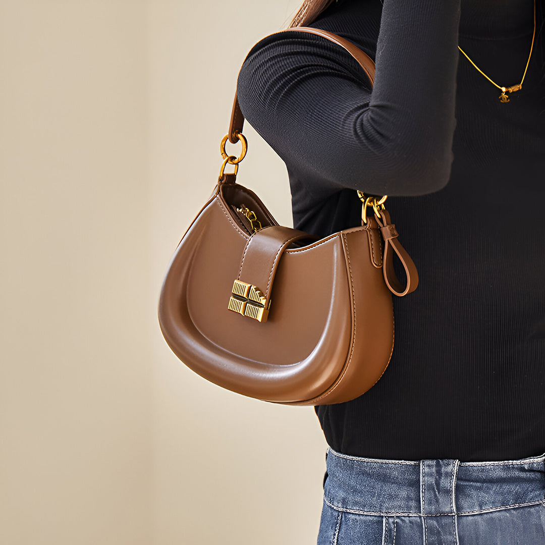 Sandra vegan Leather Brown Shoulder Bag – Designer Crossbody Handbag for Women