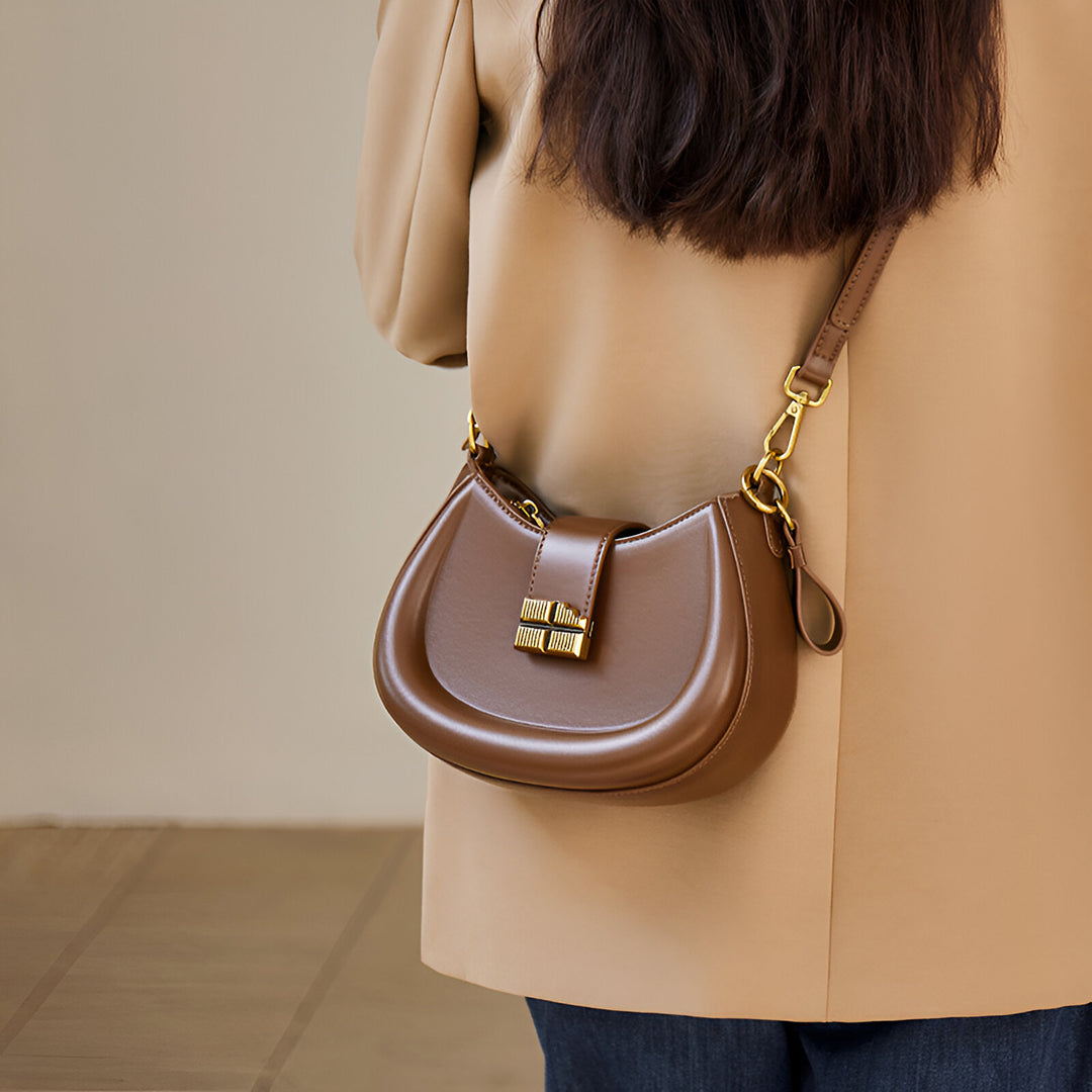 Sandra vegan Leather Brown Shoulder Bag – Designer Crossbody Handbag for Women