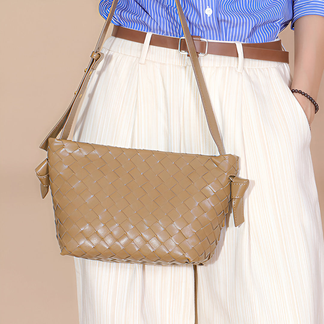Ciara Woven Shoulder Bag – Elegant Faux Leather Tote