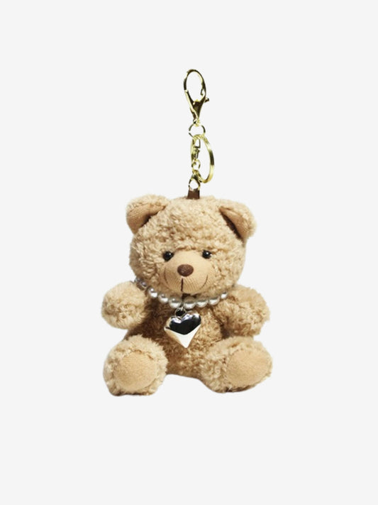 Drisella | Pearl Teddy Plush Bag Charm – Elegant, Cute & Timeless