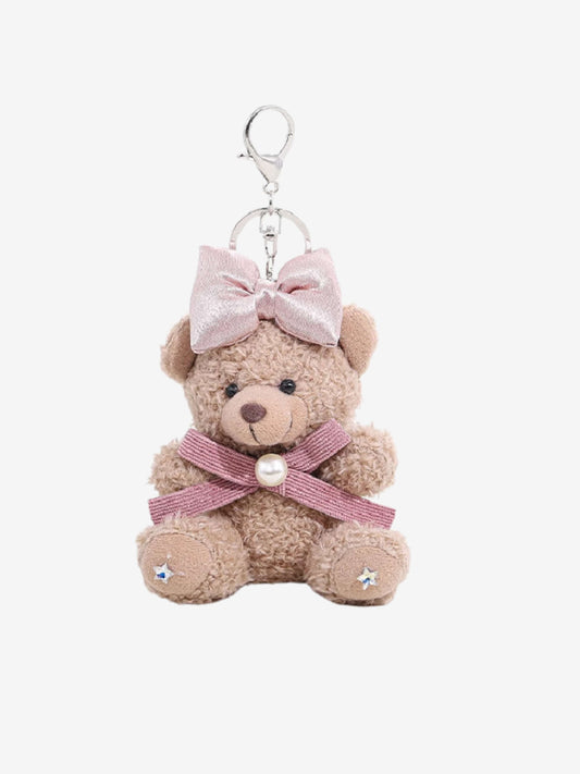 Eowen | Pink Bow Teddy Plush Bag Charm – Sweet, Elegant & Charming