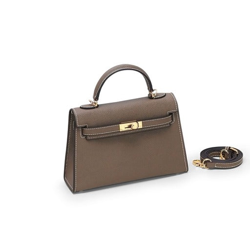 Aurora Signature Mini Leather Handbag – Women's Structured Top Handle Bag