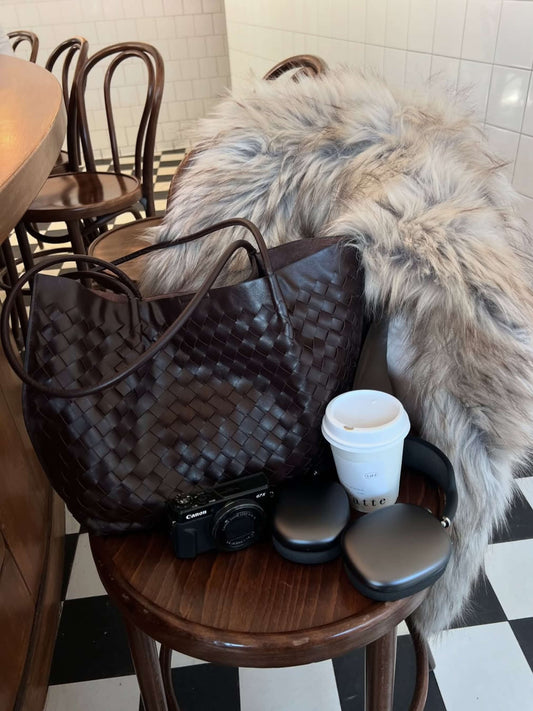 Miato™  Woven Leather Tote Bag – Minimal Design, Maximum Impact