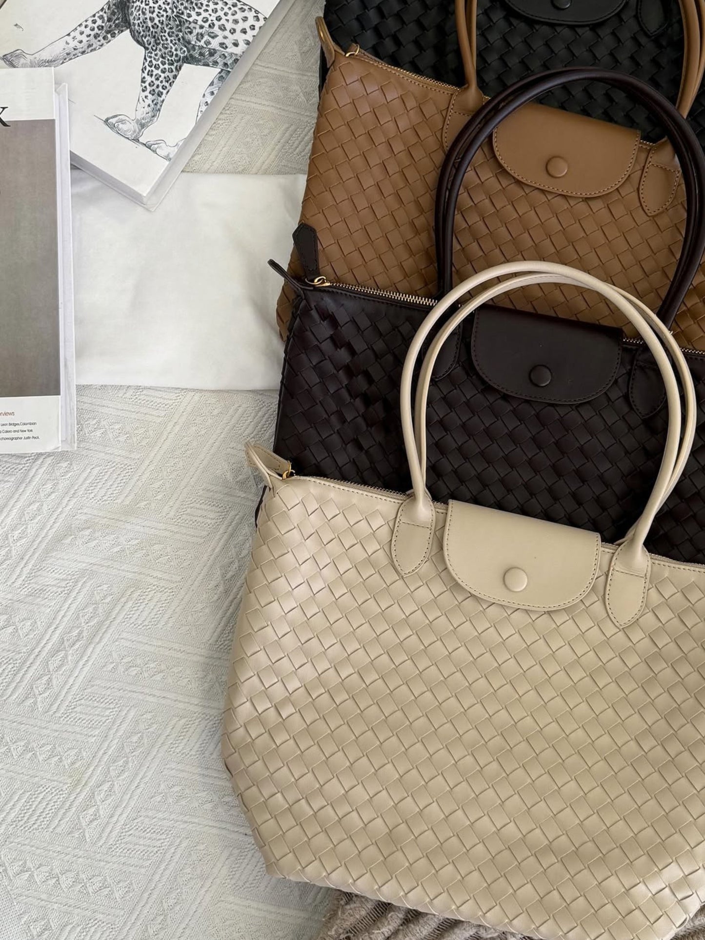 Miato™ Woven Leather Tote Bag – Elegant and Functional Everyday Handbag