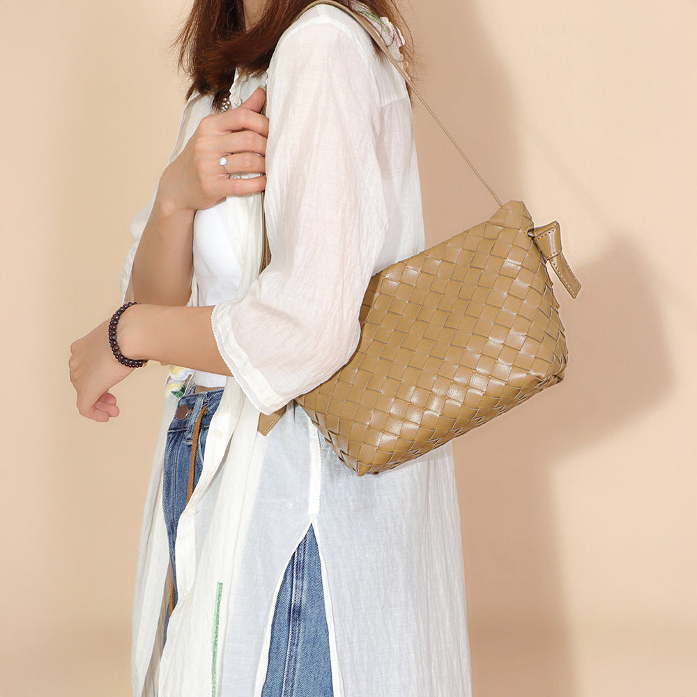 Ciara Woven Shoulder Bag – Elegant Faux Leather Tote