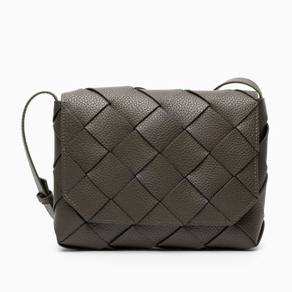 Monte Carlo Woven Leather-Look Crossbody Bag – Modern Structured Flap Bag for Women