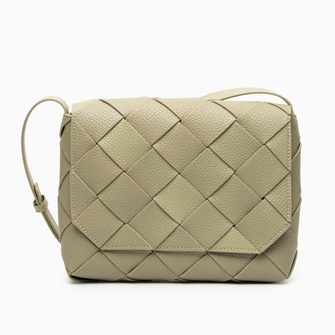 Monte Carlo Woven Leather-Look Crossbody Bag – Modern Structured Flap Bag for Women