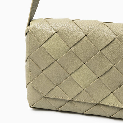 Monte Carlo Woven Leather-Look Crossbody Bag – Modern Structured Flap Bag for Women