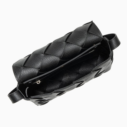 Monte Carlo Woven Leather-Look Crossbody Bag – Modern Structured Flap Bag for Women