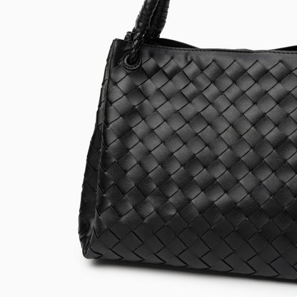Monaco Woven Tote Bag with Braided Handle and Gold Accent – Luxury Designer Handbag