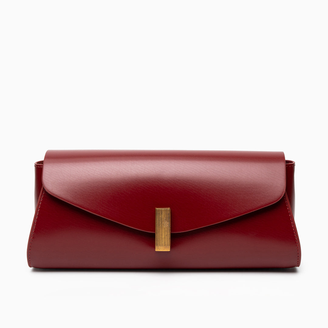 Eden Burgundy Leather Clutch Purse – Elegant Envelope Evening Bag