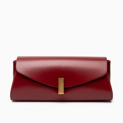 Eden Burgundy Leather Clutch Purse – Elegant Envelope Evening Bag