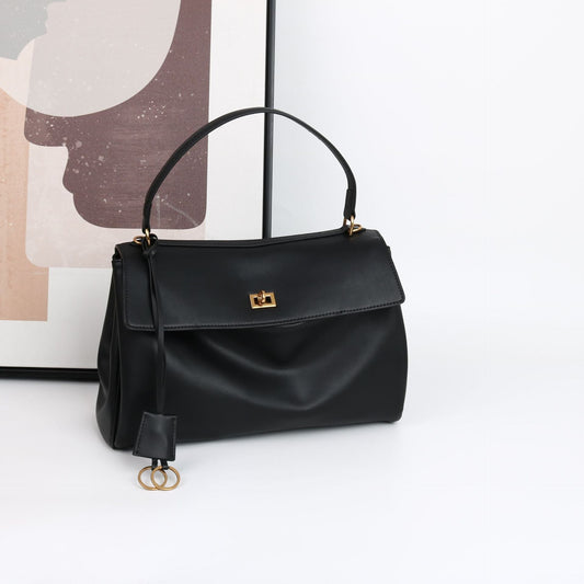 Juliette | Black Textured Leather Handbag – Luxe & Sophisticated