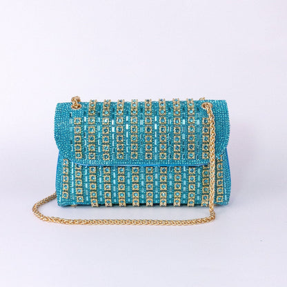 Aeris | Luxury Turquoise Crystal Evening Bag – Bold & Elegant Statement Piece