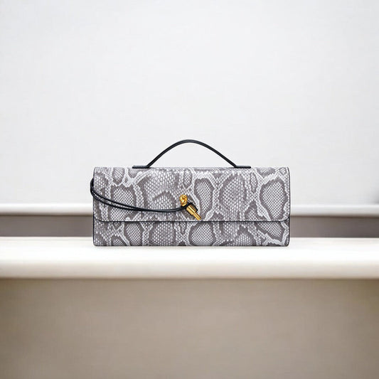 Separhine | Snakeskin Clutch Bag – Faux Leather Evening Bag with Gold Lock