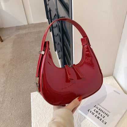 Lumi | Patent Leather Mini Hobo Bag – Glossy Finish & Curved Silhouette