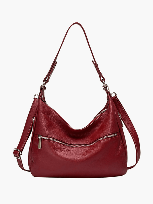 Valeria | Red Leather Hobo Bag – Bold & Functional