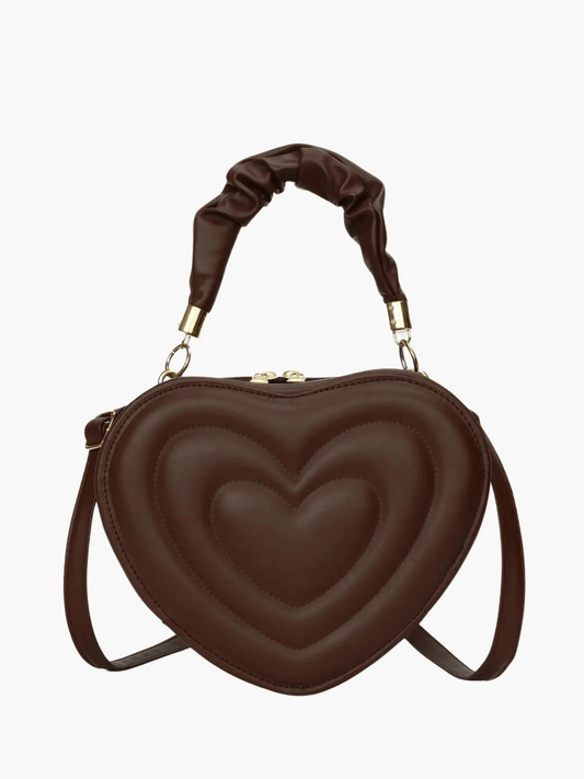 Amour | Brown Heart-Shaped Leather Bag – Playful & Chic