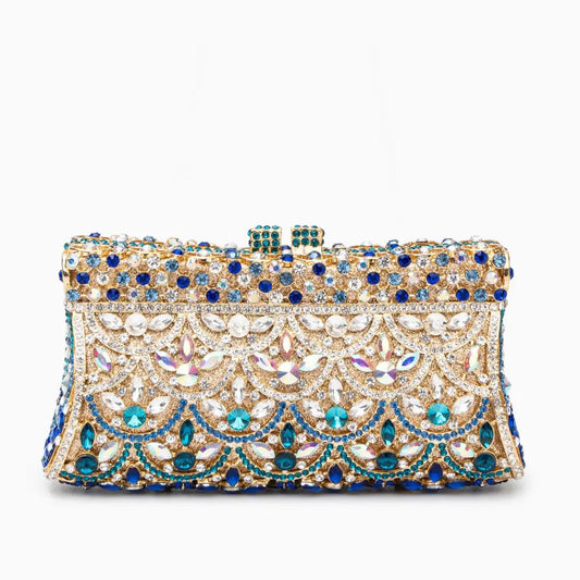 Empress | Multicolor Crystal Embellished Evening Clutch – Regal Elegance