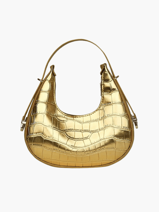 Aurelia | Luxe Gold Croc-Embossed Shoulder Bag – Glamorous & Bold