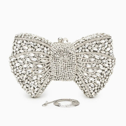 Celeste | Crystal Embellished Bow Evening Clutch – Sparkling Elegance