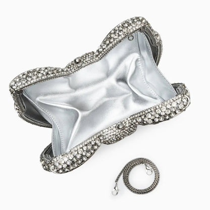 Celeste | Crystal Embellished Bow Evening Clutch – Sparkling Elegance