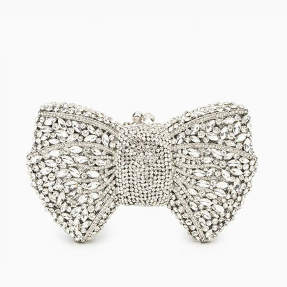 Celeste | Crystal Embellished Bow Evening Clutch – Sparkling Elegance