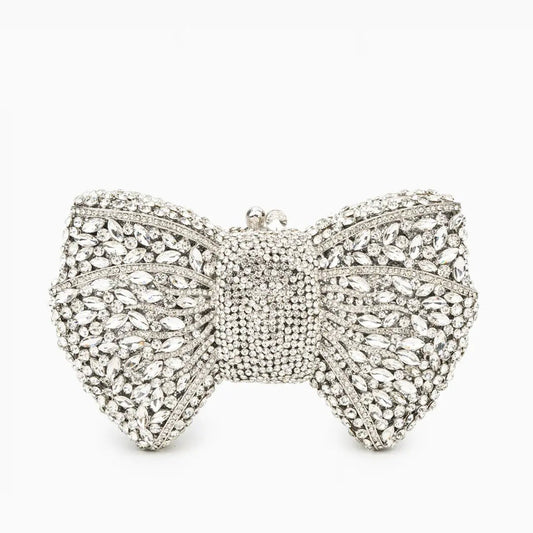 Celeste | Crystal Embellished Bow Evening Clutch – Sparkling Elegance