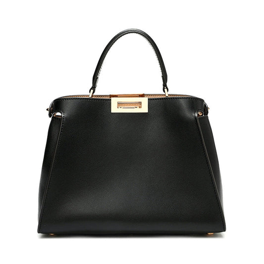 Celeste | Black Structured Leather Tote – Timeless & Chic