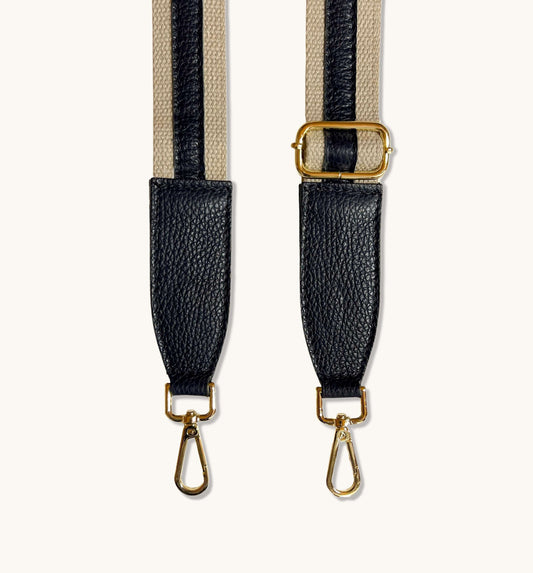 Eulalia | Classic Leather & Canvas Bag Strap – Elegant & Adjustable Design