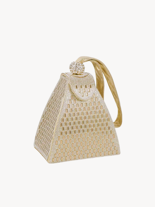 Isabella | Royal Pyramid Clutch – A Golden Statement of Elegance