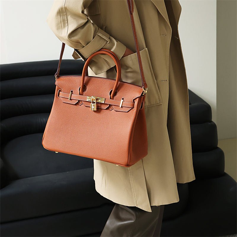 Isla | Tan Textured Leather Handbag – Classic & Timeless