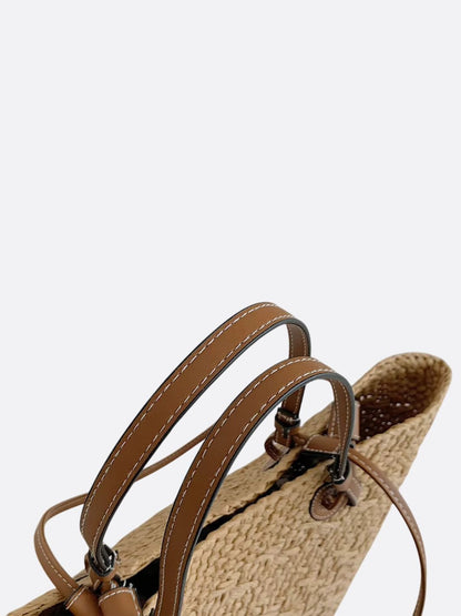 Structured Woven Tote Bag with Faux Leather Handles – Elegant Summer Shopper
