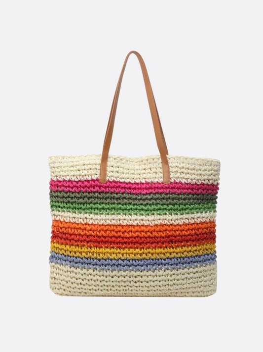 Rio Rainbow Crochet Tote – Multicolor Striped Woven Bag