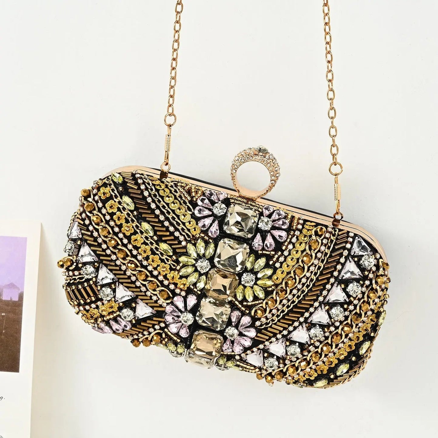 Amara | Hand-Beaded Bohemian Luxe Evening Clutch – Artful Elegance