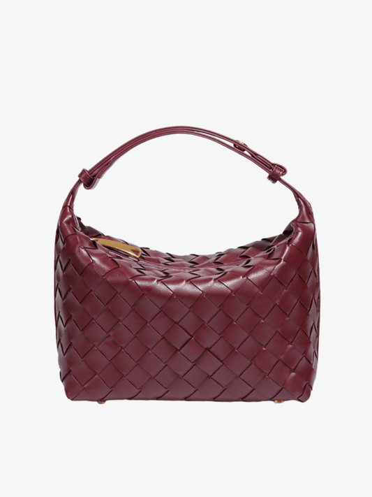 Isabella | Luxe Burgundy Woven Leather Tote – Chic & Statement-Making