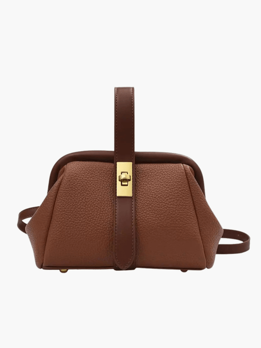 Cleo | Brown Leather Structured Handbag – Chic & Timeless