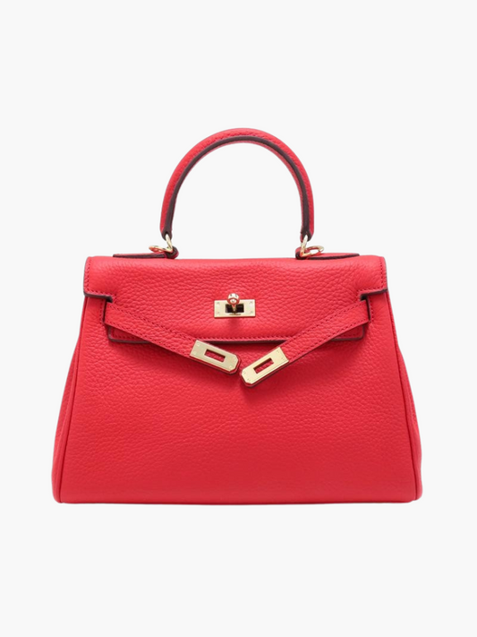 Rivelle | Red Textured Leather Handbag – Bold & Sophisticated