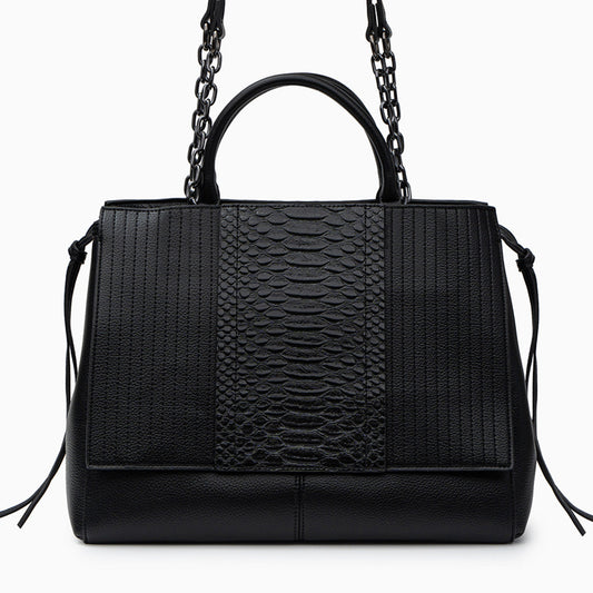 Euphemia Elegant Black Croc-Effect Leather Tote Bag for Women | Luxury Handbag UK