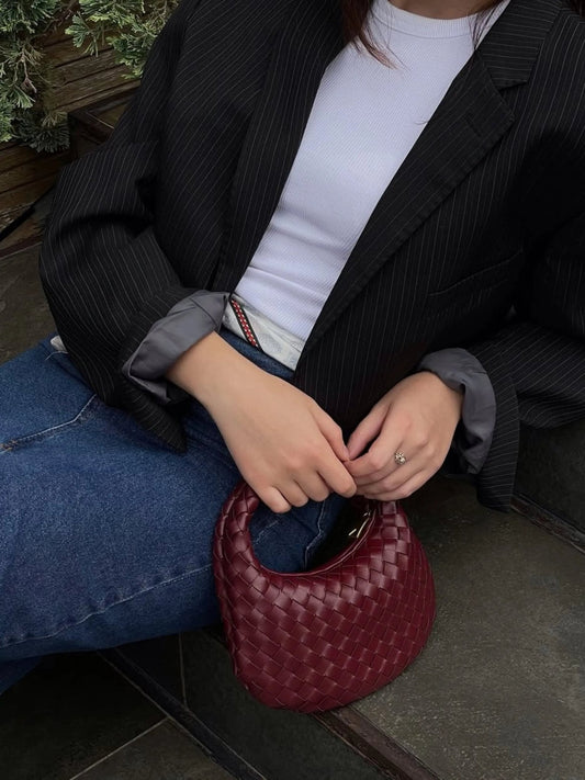 Isla Luxe Woven Handbag – Genuine Leather Designer-Inspired Shoulder Bag for Women