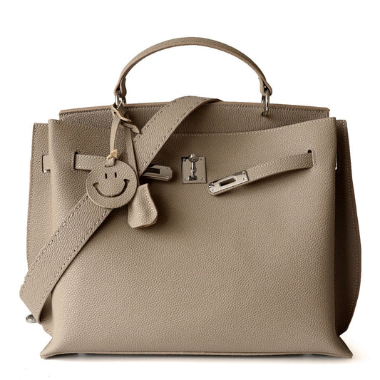 Elariselle | Taupe Leather Satchel Bag – Elegant & Functional