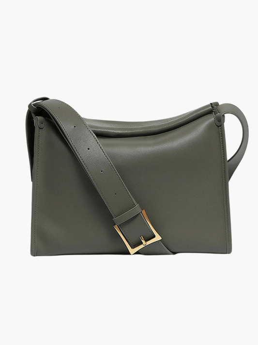 Aria | Luxe Olive Green Leather Shoulder Bag – Modern & Elegant
