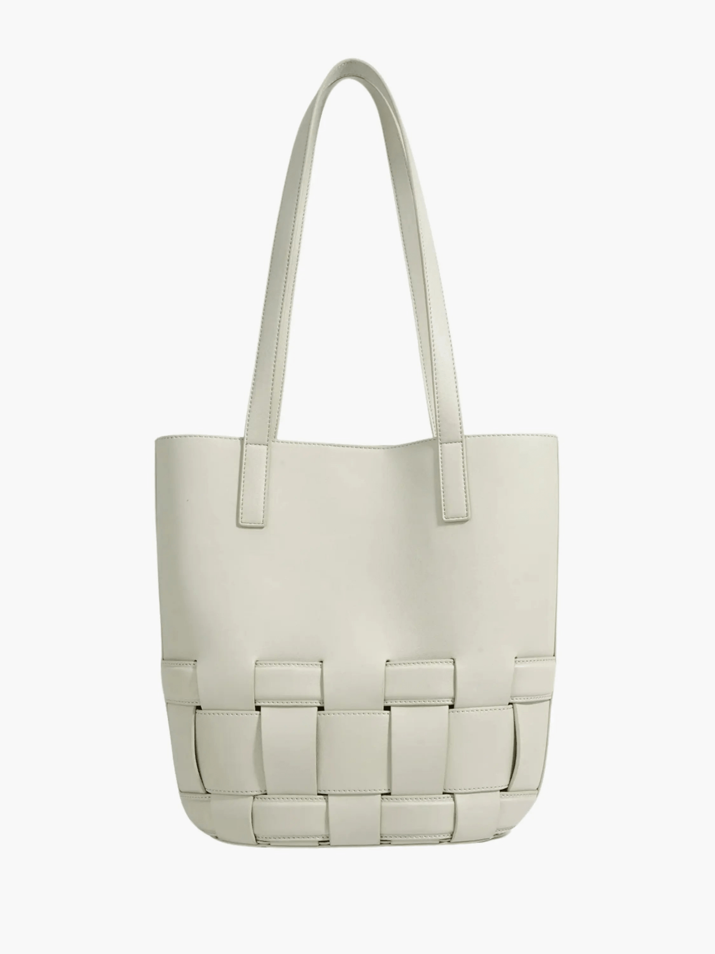 Isabelle | Luxe White Woven Leather Tote – Minimal & Elegant