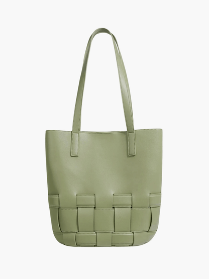 Isabelle | Luxe White Woven Leather Tote – Minimal & Elegant